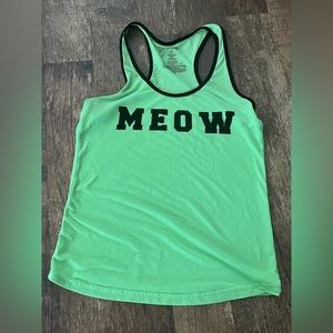 MEOW Y2K Scene Rave Neon Green Tank Top Size Small